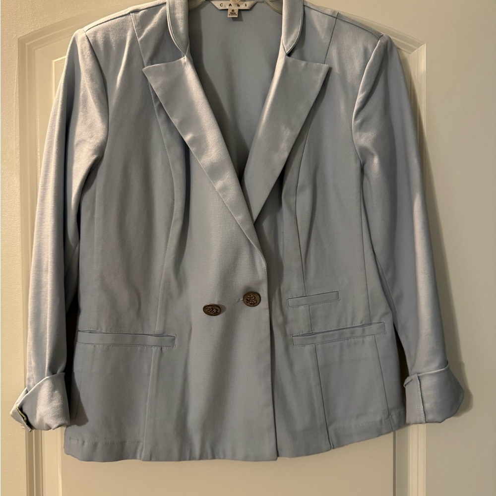 CAbi Blue Blazer with Classic Lapel and Tailored Silhouette